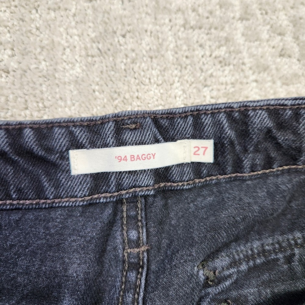 Levis Jeans Women 27 94 Baggy Cargo Wide Leg Black Denim Y2K Paratrooper - Picture 3 of 12
